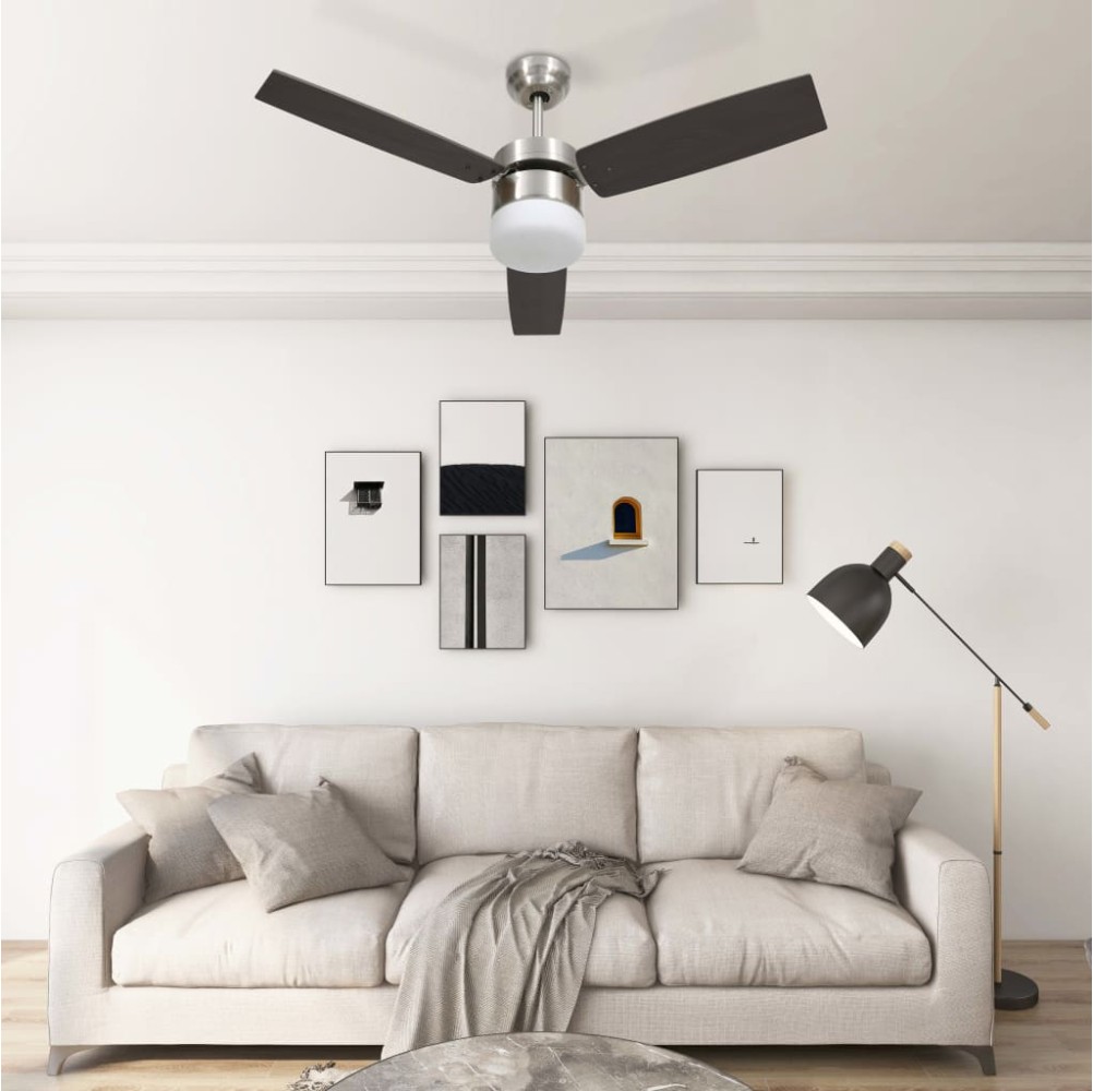 vidaXL Ventilatore Soffitto con Luce e Telecomando 108cm Marrone Scuro