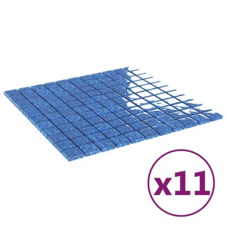 vidaXL Piastrelle Mosaico 11 pz Blu 30x30 cm in Vetro