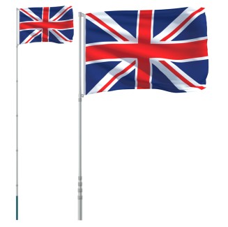 vidaXL Asta e Bandiera Regno Unito 5,55 m Alluminio