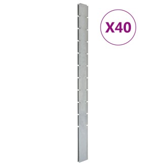 vidaXL Pali per Recinzione da Giardino 40 pz Argento 260 cm in Acciaio