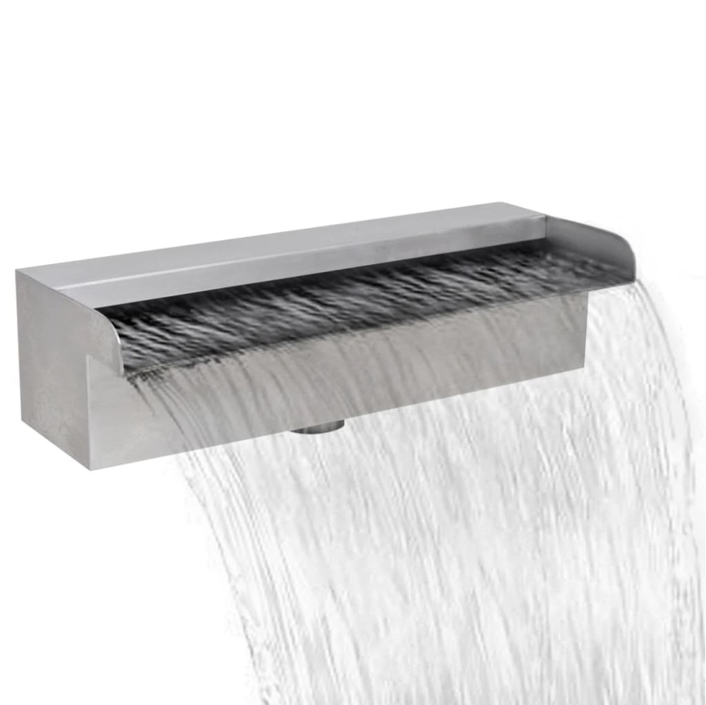 vidaXL Fontana a Cascata per Giardino Rettangolare Acciaio Inox 30 cm