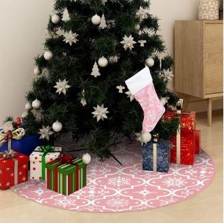 vidaXL Gonna Albero Natale Raffinata con Calza Rosa Tessuto 90 cm