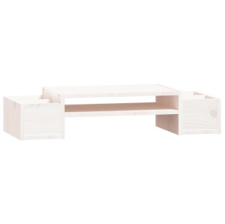 vidaXL Supporto per Monitor Bianco 70x27,5x15cm Legno Massello di Pino