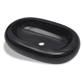 Lavandino da bagno in ceramica ovale nero